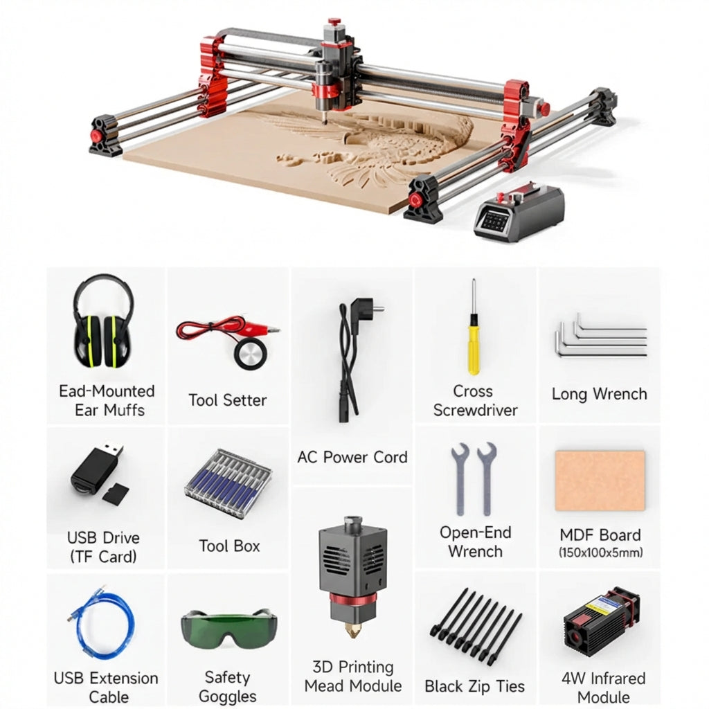 Brights Nest FusionCut 4000 (Upgraded) | World’s Most Affordable 3X Laser + 200W CNC + 3D Printer Workstation